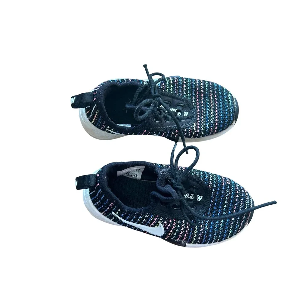 Nike‎ Kids Multi Color Knit Rainbow Swoosh Lace Up Athletic Shoes Size 10.5C